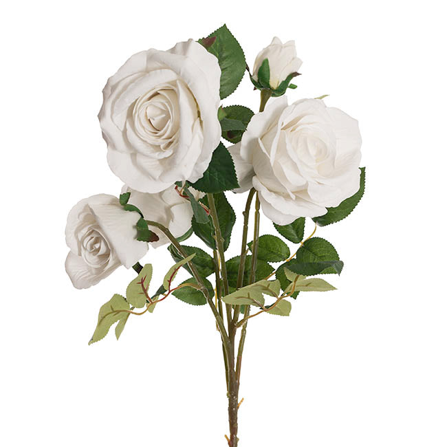 Velvet Rose x 5 Head Spray White (75cmH)