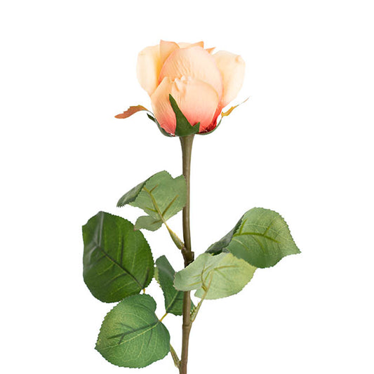 Siena Silk Rose Large Bud Half Open Peach (66cmH)