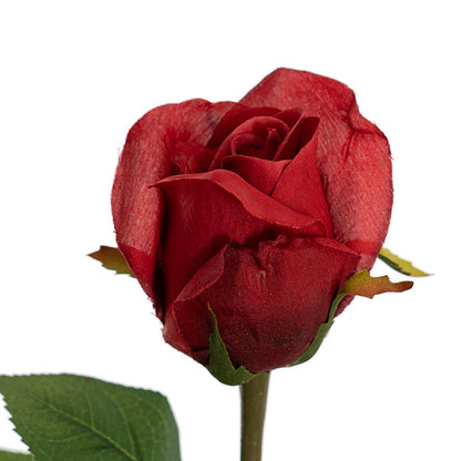 Siena Silk Rose Large Bud Half Open Red (66cmH)