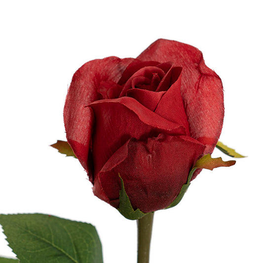 Siena Silk Rose Large Bud Half Open Red (66cmH)