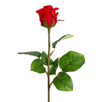 Siena Silk Rose Large Bud Half Open Red (66cmH)