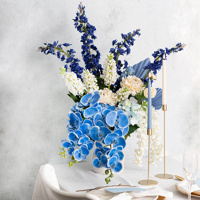 Phalaenopsis Orchid 3D Real Look 9 Flowers Blue (100cmH)