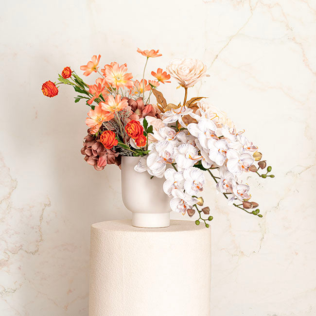 Phalaenopsis Orchid Real Look 8 Flowers White Grey (78cmH)