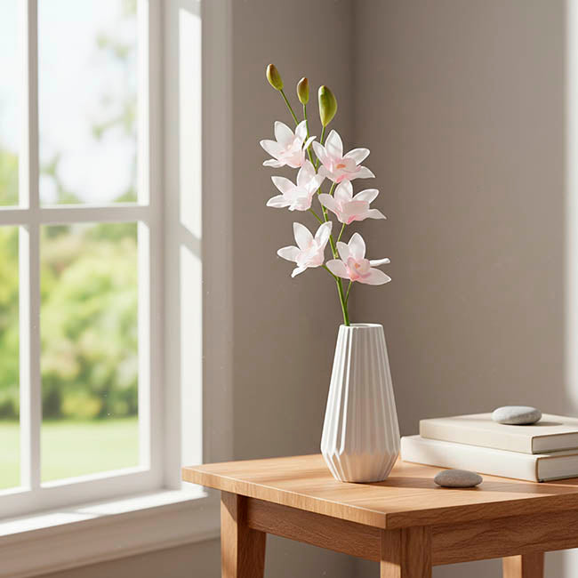 Real Touch Singapore Orchid x5 Flowers Cream Pink (64cmH)