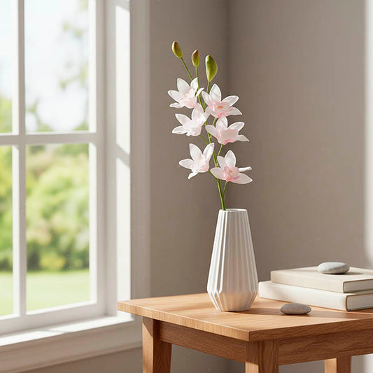 Real Touch Singapore Orchid x5 Flowers Cream Pink (64cmH)