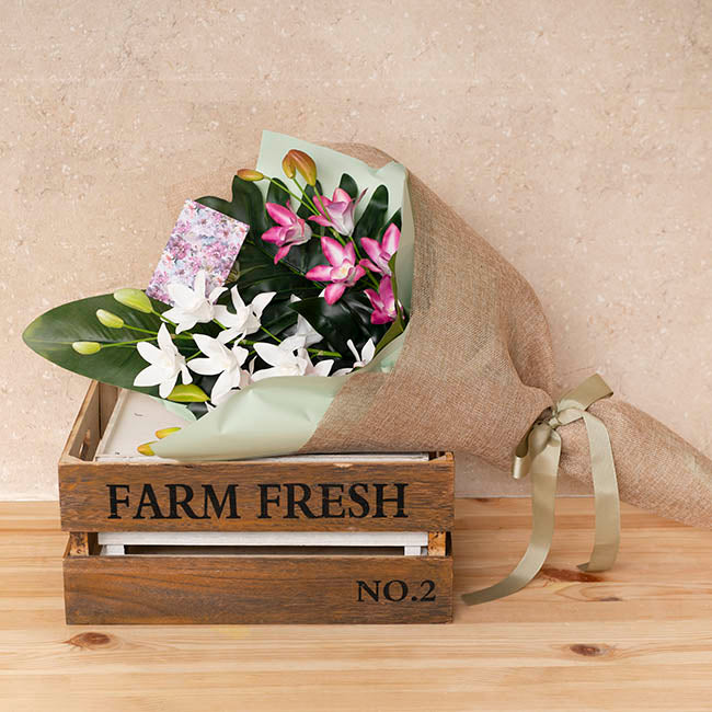 Real Touch Singapore Orchid x5 Flowers White (64cmH)