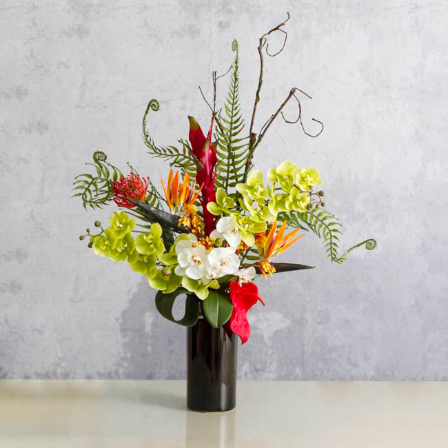 Phalaenopsis Orchid Real Touch 8 Flowers Green (97cmH)