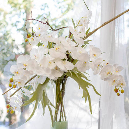 Phalaenopsis Orchid Real Touch 8 Flowers White (97cmH)