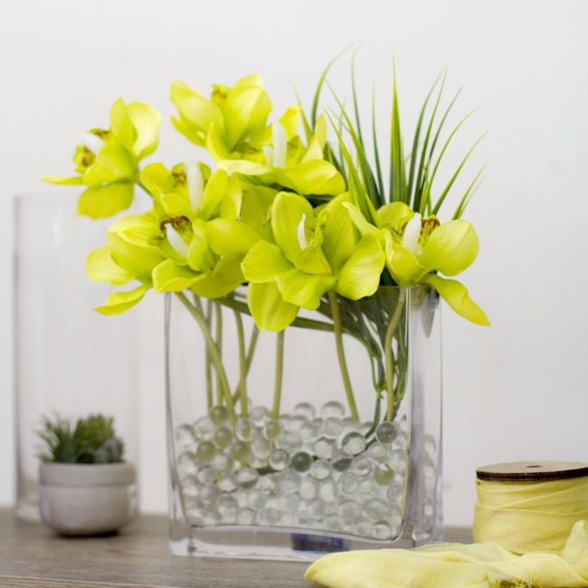 Cymbidium Orchid Bouquet Real Touch 6 Flowers Green (25cmH)