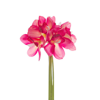 Cymbidium Orchid Bouquet Real Touch 6 Flowers Hot Pink 25cmH