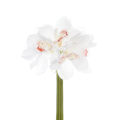 Cymbidium Orchid Bouquet Real Touch 6 Flowers White (25cmH)
