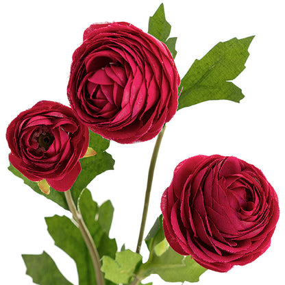 Petite Ranunculus Spray Dark Rouge Red (42cmH)