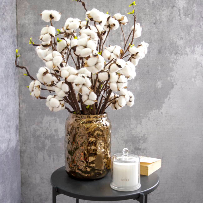 Cotton Branch 6 Heads White (Head Size 5cm x 85cmH)