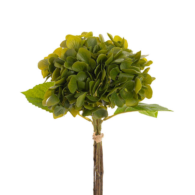 Hydrangea Bunch 3 Stem Real Touch Green (22cmDx35cmH)