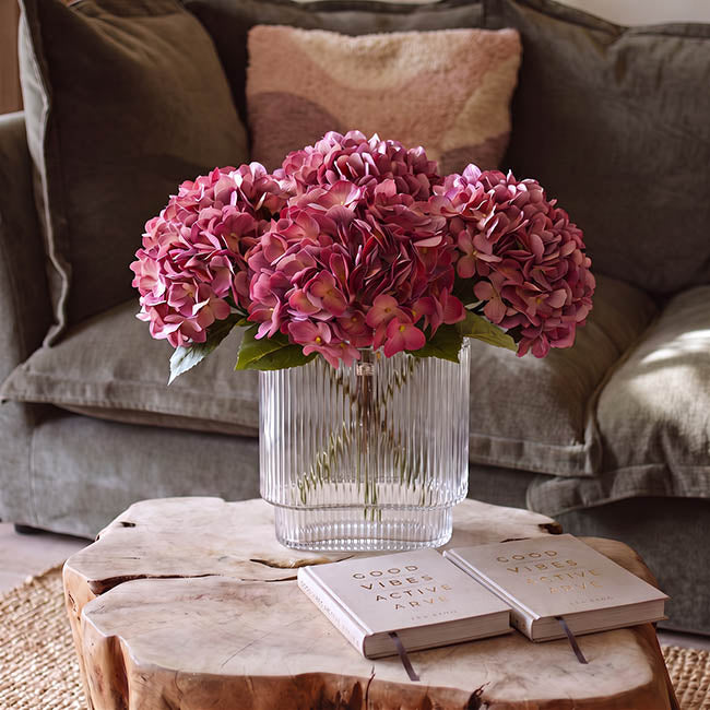 Hydrangea Bunch 3 Stem Real Touch Ombre Mauve (22cmDx35cmH)