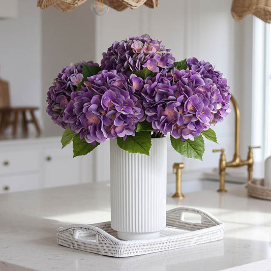 Hydrangea Bunch 3 Stem Real Touch Ombre Purple (22cmDx35cmH)