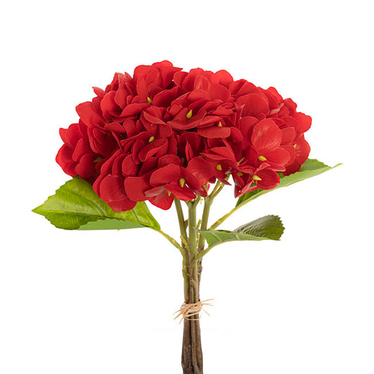 Hydrangea Bunch 3 Stem Real Touch Red (22cmDx35cmH)