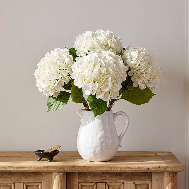 Hydrangea Bunch 3 Stem Real Touch White (22cmDx35cmH)