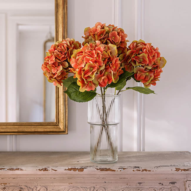 Hydrangea Stem 3D Petal Real Touch Coral (22cmDx66cmH)