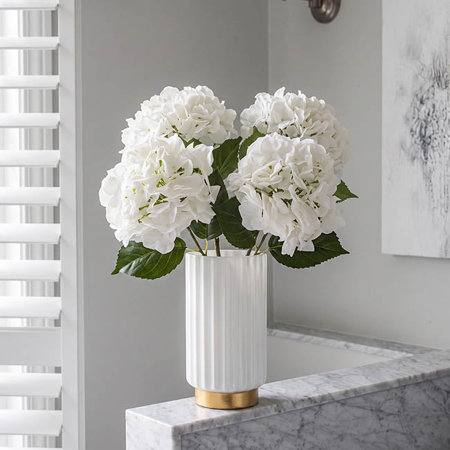 Hydrangea Stem 3D Petal Real Touch White (22cmDx66cmH)