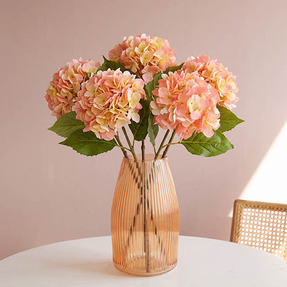 Mophead Hydrangea Stem Real Touch Yellow Pink (16cmDx53cmH)