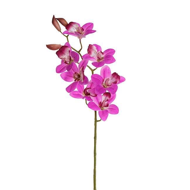 Dendrobium Orchid Stem 7 Heads Real Touch Magenta (64cmH)