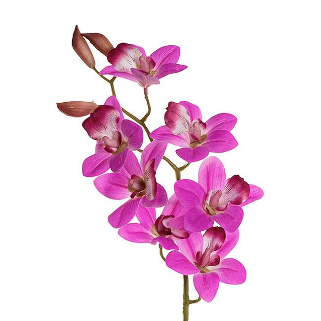 Dendrobium Orchid Stem 7 Heads Real Touch Magenta (64cmH)