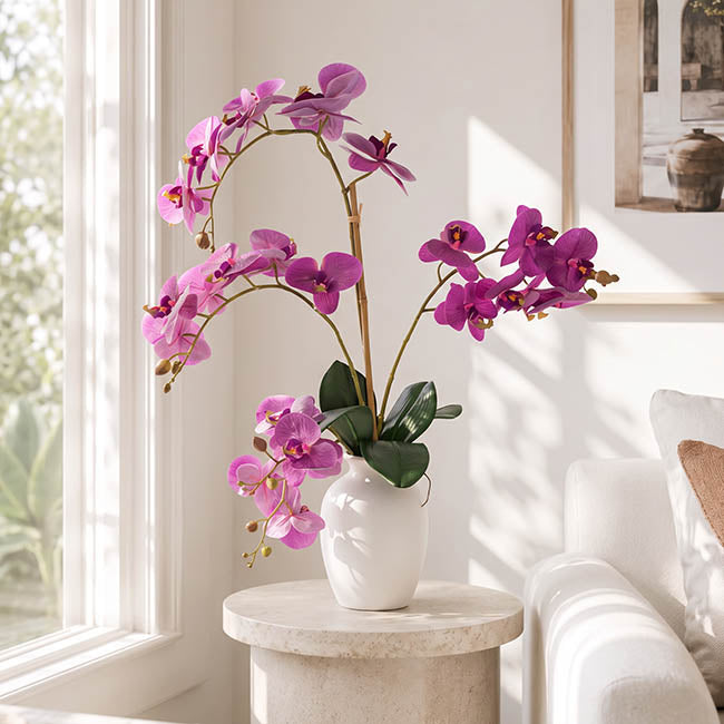 Elegant Potted Phalaenopsis Orchid Real Touch Purple (61cmH)