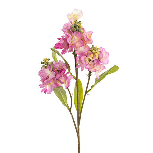 Faux Stock Flower Spray x 3 Head Fuchsia (65cmH)