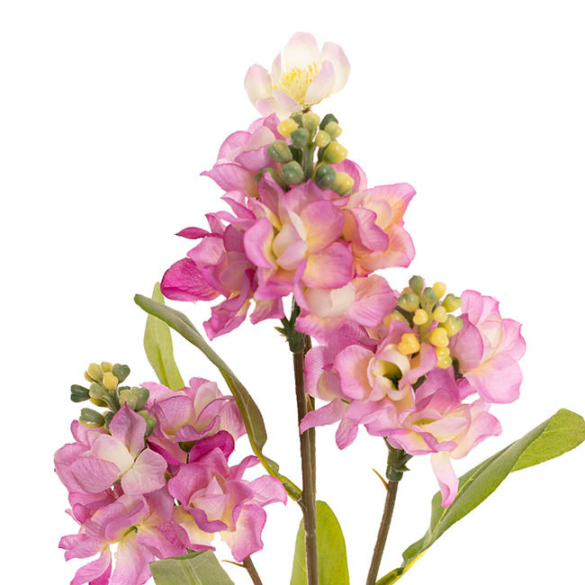 Faux Stock Flower Spray x 3 Head Fuchsia (65cmH)