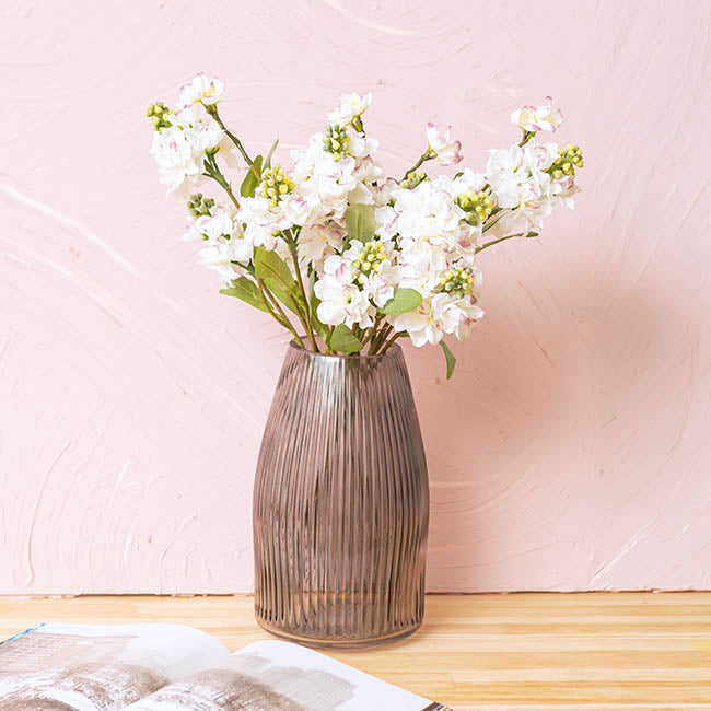 Faux Stock Flower Spray x 3 Head White (65cmH)