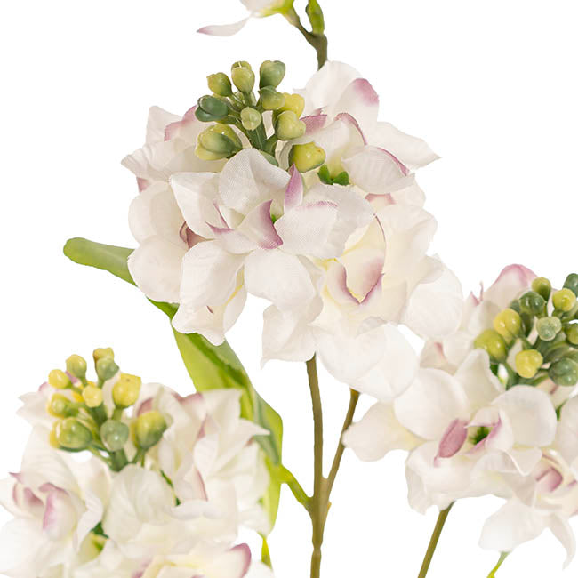 Faux Stock Flower Spray x 3 Head White (65cmH)