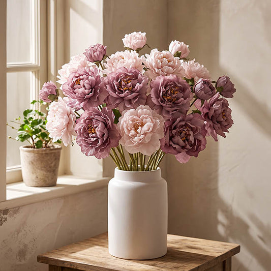 Peony x3 Head Spray Purple (77cmH)