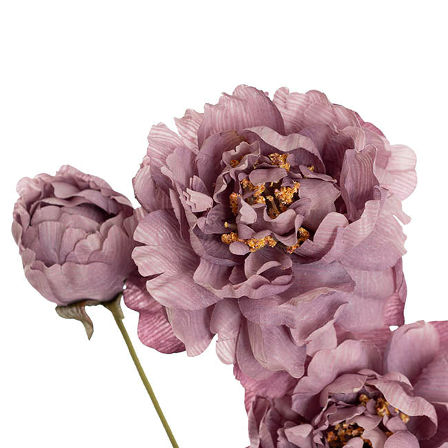Peony x3 Head Spray Purple (77cmH)
