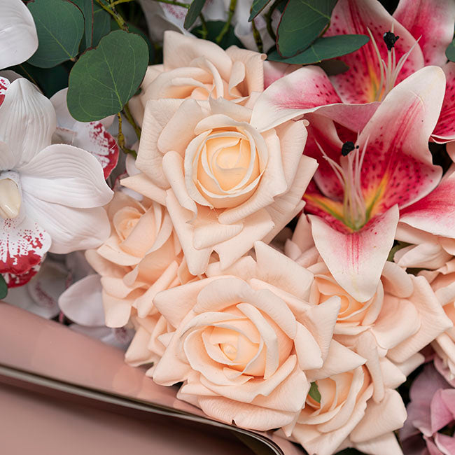 Siena Real Touch Rose Full Bloom Soft Peach (60cmH)