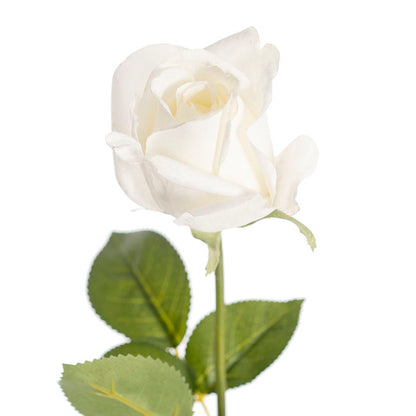 Siena Real Touch Rose Half Open Bud White (60cmH)