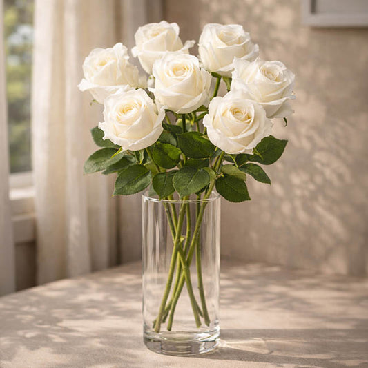 Siena Rose Real Touch Half Open Bud White (60cmH)