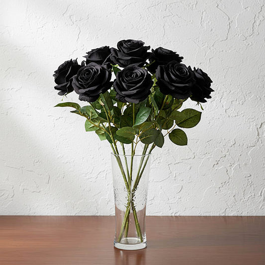 Valentina Silk Open Rose Black (65cmH)