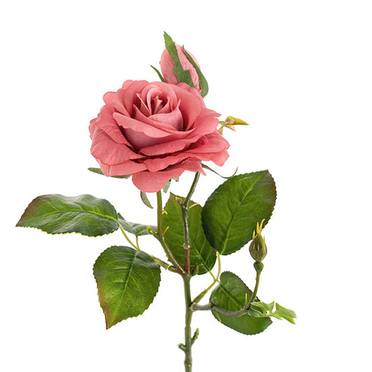 Real Touch Short Stem Rose x 3 Head Dusty Pink (36cmH)