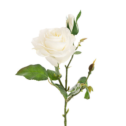 Real Touch Short Stem Rose x 3 Head White (36cmH)