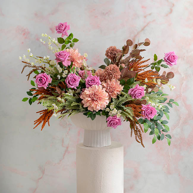 Bella Real Touch Rose Full Bloom Lge Dusty Pink (12cmx65cmH)