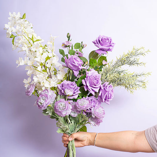 Bella Real Touch Rose Full Bloom Lge Soft Purple (12Dx65cmH)