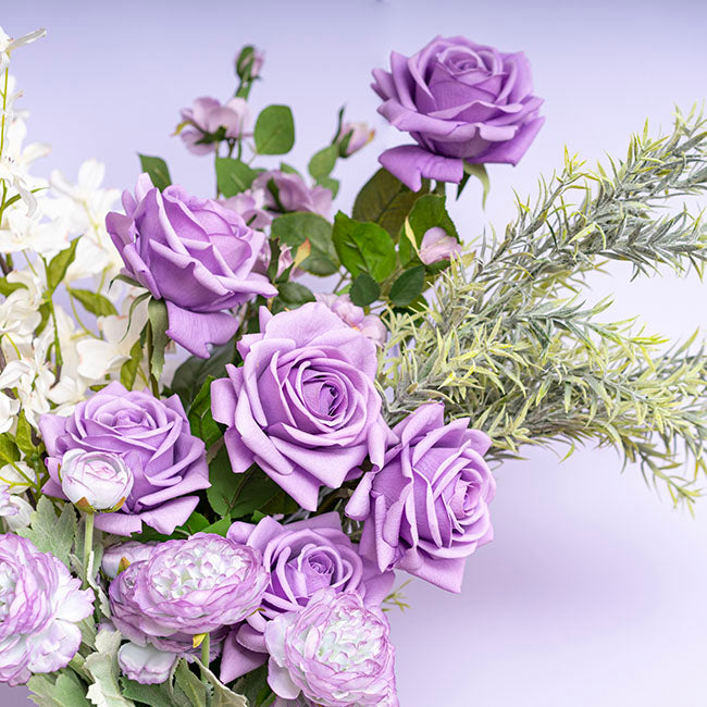 Bella Real Touch Rose Full Bloom Lge Soft Purple (12Dx65cmH)