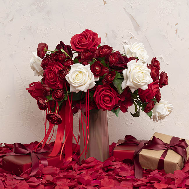 Bella Real Touch Rose Full Bloom Lge Red (12cmDx65cmH)