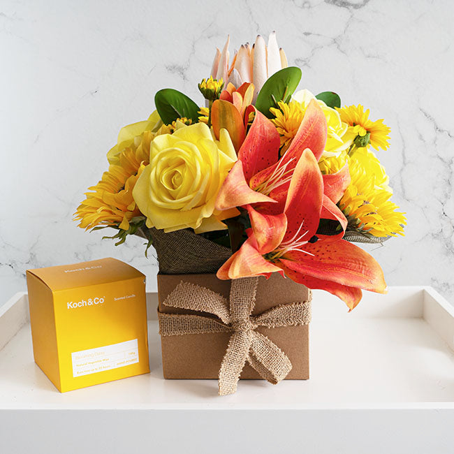 Bella Real Touch Rose Full Bloom Lge Yellow (12cmDx65cmH)