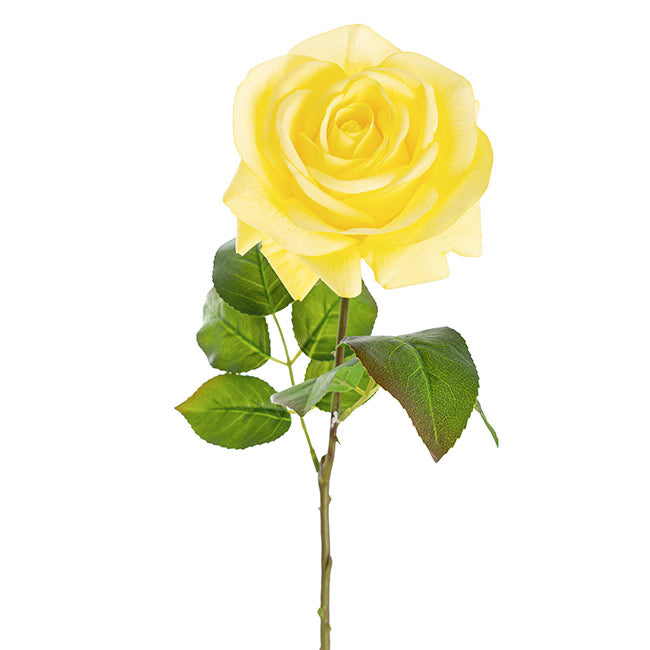 Bella Real Touch Rose Full Bloom Lge Yellow (12cmDx65cmH)