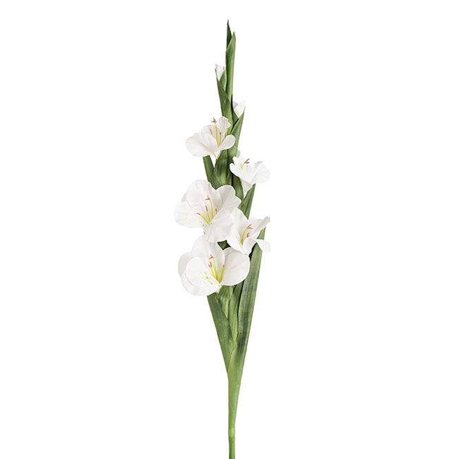 Real Touch Gladiolus x 5 Head Long Stem White (82cmH)