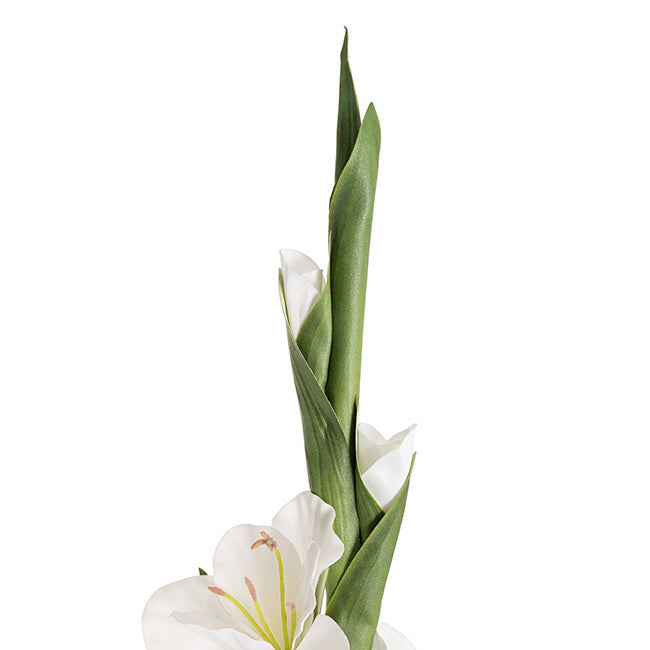 Real Touch Gladiolus x 5 Head Long Stem White (82cmH)