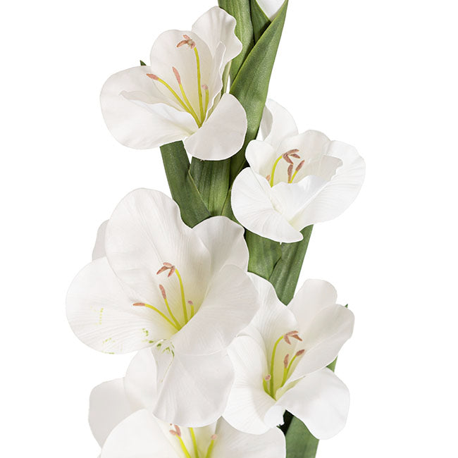 Real Touch Gladiolus x 5 Head Long Stem White (82cmH)