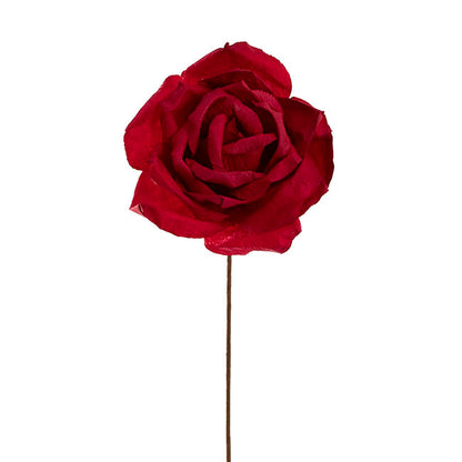 Lina Large Crepe Paper Rose Stem Dark Red (24cmDx66cmH)